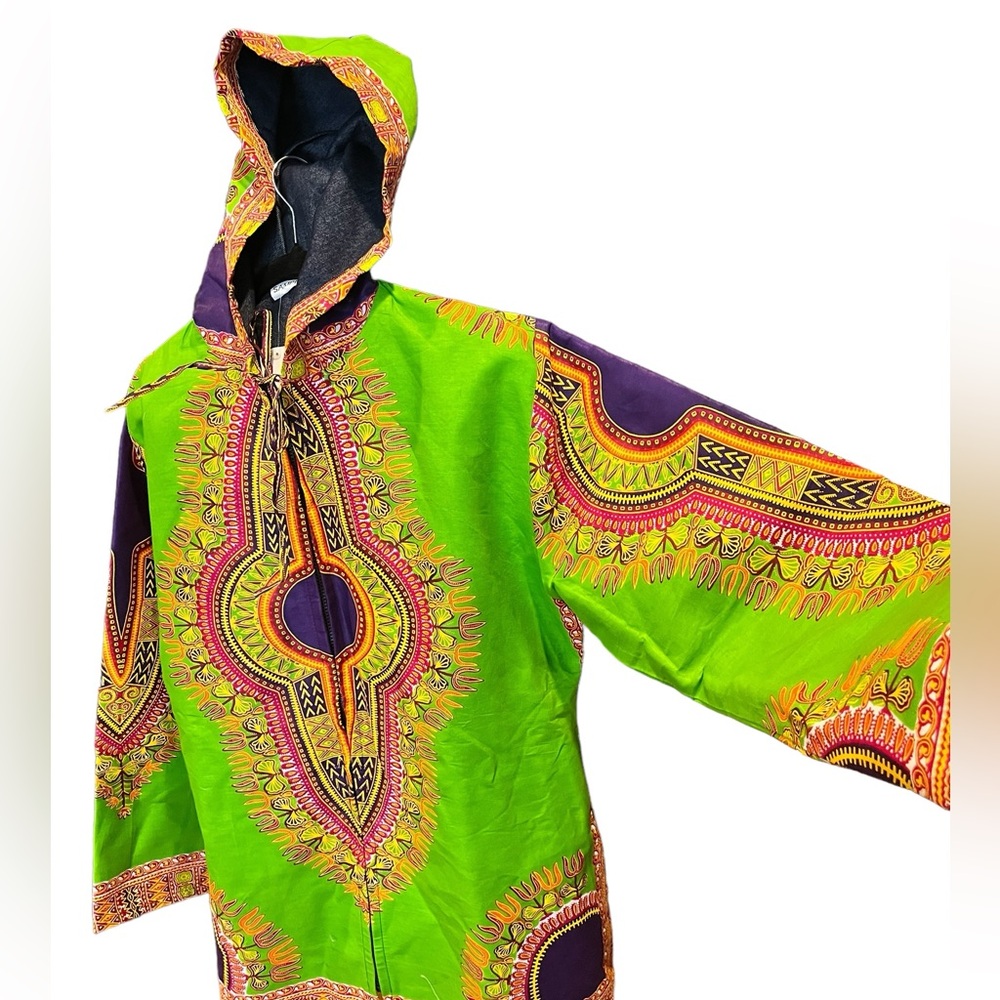 NWOT traditional African Dashiki Hoodie Jacket - Picture 5 of 9